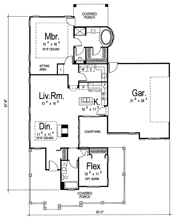 One-Story Traditional Level One of Plan 44031