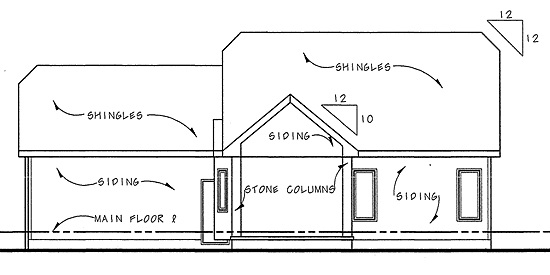 One-Story Traditional Rear Elevation of Plan 44031