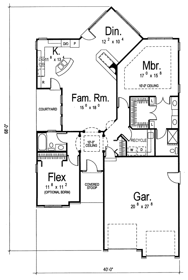 One-Story Traditional Level One of Plan 44034