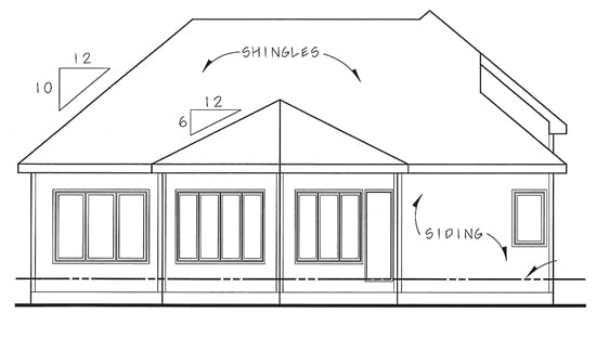 European One-Story Traditional Rear Elevation of Plan 44036