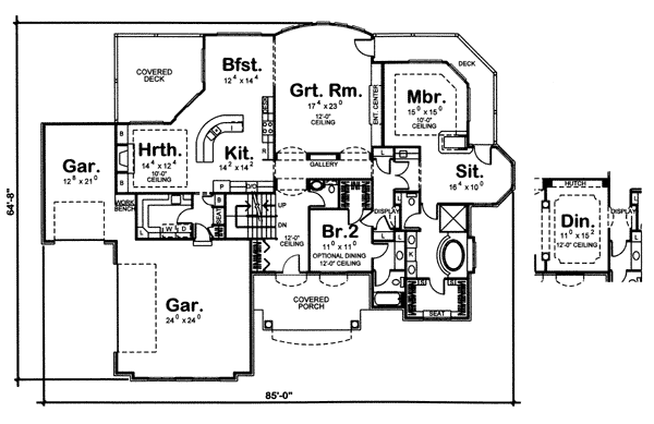 One-Story Traditional Level One of Plan 44038