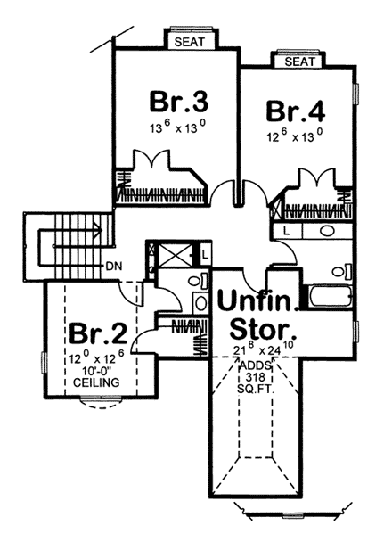 House Plan 44039 Second Level Plan