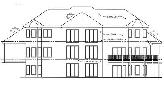 Florida Mediterranean Southwest Rear Elevation of Plan 44040