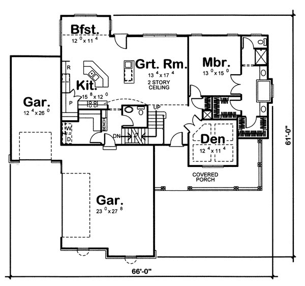 Country Farmhouse Traditional Level One of Plan 44043