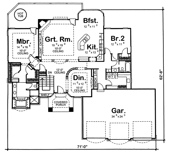 Florida Mediterranean One-Story Southwest Level One of Plan 44044