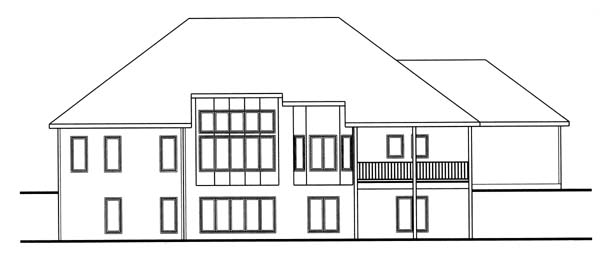 European One-Story Traditional Rear Elevation of Plan 44045