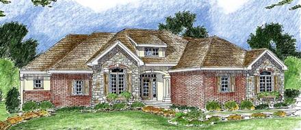 Bungalow European One-Story Traditional Elevation of Plan 44046