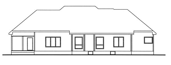 Bungalow European One-Story Traditional Rear Elevation of Plan 44046