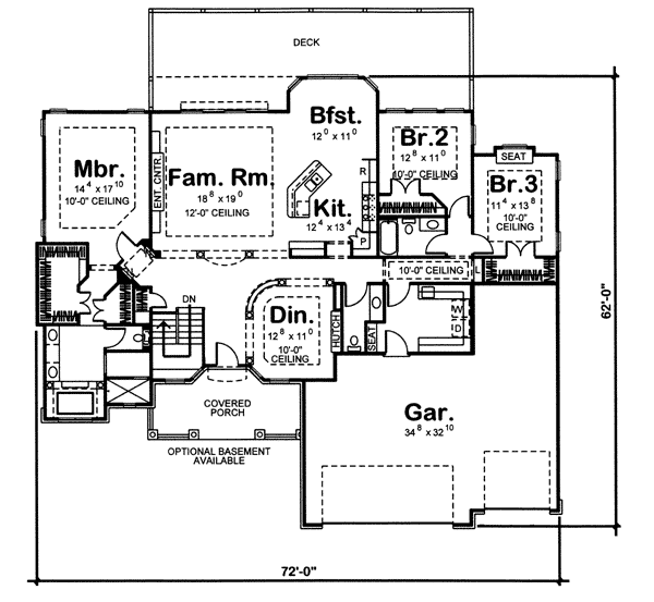 One-Story Traditional Level One of Plan 44048