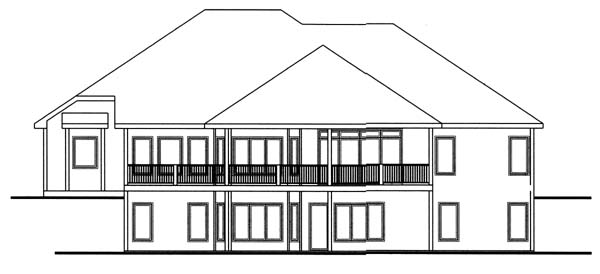 One-Story Traditional Rear Elevation of Plan 44048