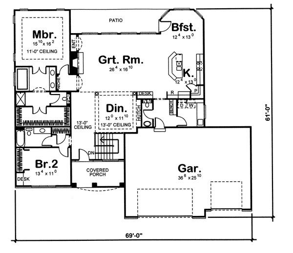 Florida Mediterranean One-Story Southwest Level One of Plan 44050