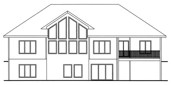 One-Story Traditional Rear Elevation of Plan 44052