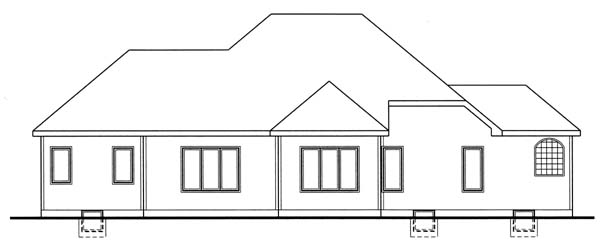 One-Story Traditional Rear Elevation of Plan 44053