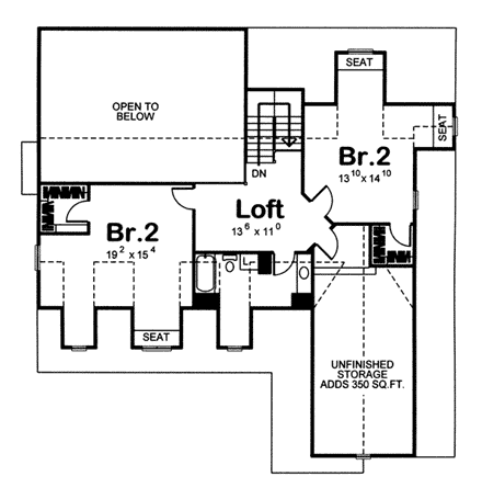 House Plan 44054 Second Level Plan