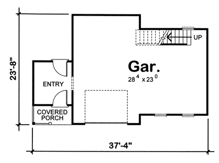 Garage Plan 44059 - 1 Car Garage First Level Plan