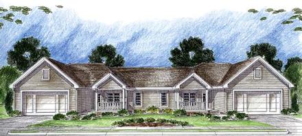 One-Story Traditional Elevation of Plan 44062