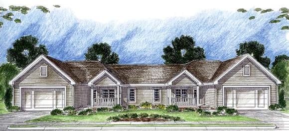 Multi-Family Plan 44062 Elevation