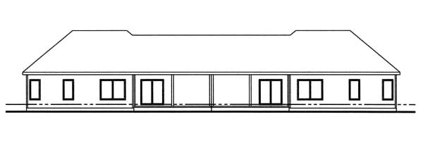 One-Story Traditional Rear Elevation of Plan 44062