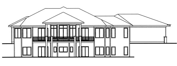 Mediterranean Prairie Style Southwest Rear Elevation of Plan 44063