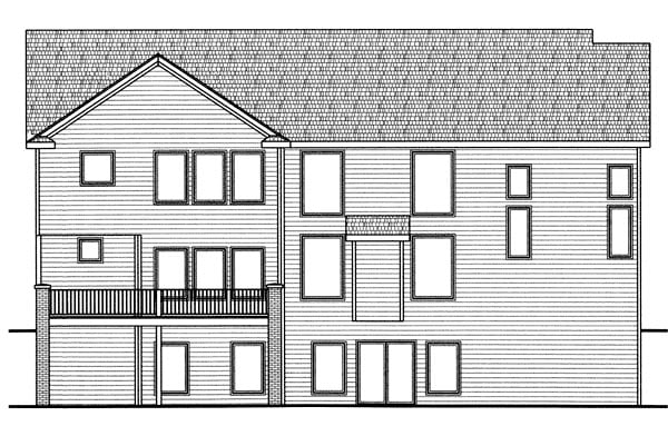 Country Farmhouse Traditional Rear Elevation of Plan 44065