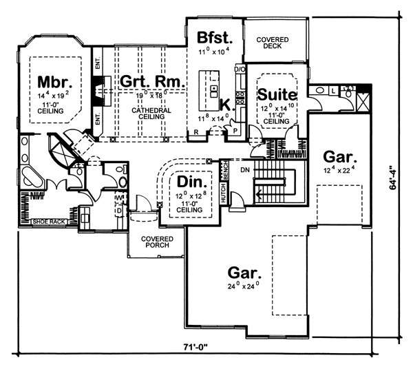 European One-Story Level One of Plan 44069