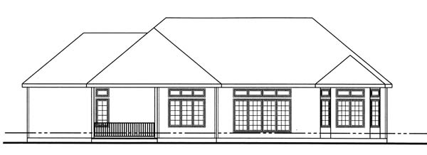 European One-Story Rear Elevation of Plan 44069