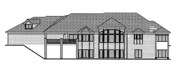 European Traditional Rear Elevation of Plan 44070