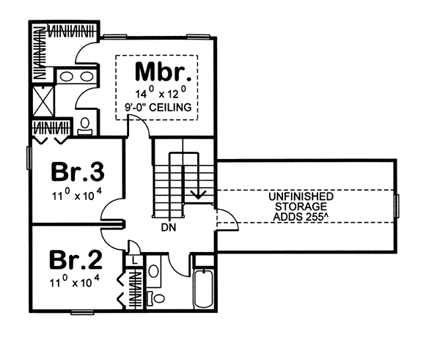 House Plan 44071 Second Level Plan