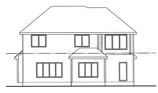 European Traditional Rear Elevation of Plan 44076