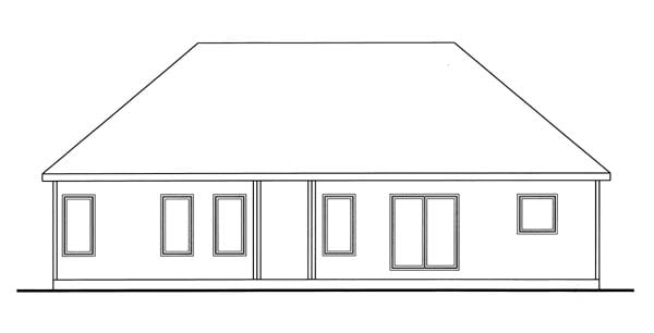 One-Story Traditional Rear Elevation of Plan 44077