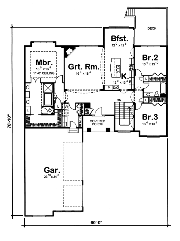 Florida Mediterranean One-Story Southwest Level One of Plan 44081