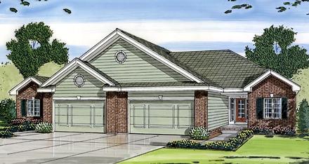 One-Story Traditional Elevation of Plan 44082