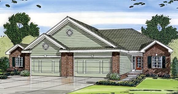 Multi-Family Plan 44082 Elevation