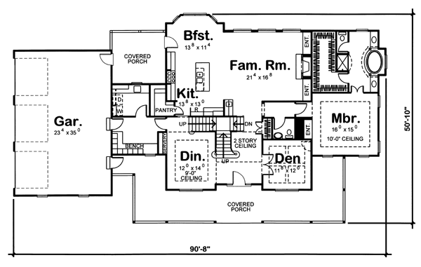 Country Farmhouse Level One of Plan 44083