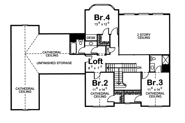 Country Farmhouse Level Two of Plan 44083