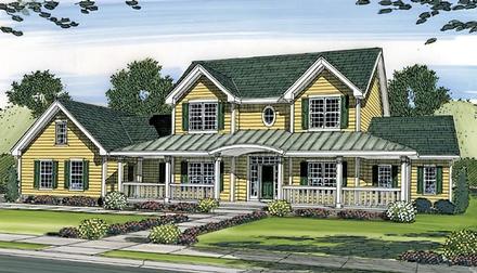 Country, Farmhouse House Plan 44083 with 4 Beds, 4 Baths, 3 Car Garage