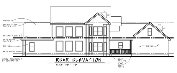 Country Farmhouse Rear Elevation of Plan 44083