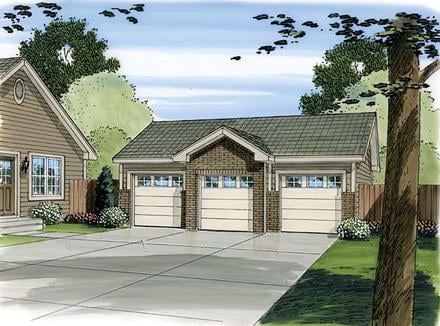 Garage Plan 44087 - 3 Car Garage Elevation