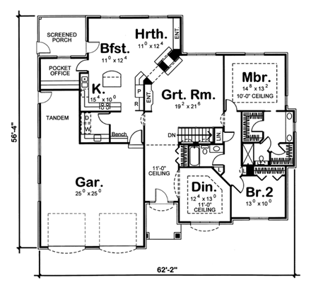 House Plan 44092 First Level Plan