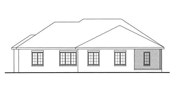One-Story Traditional Rear Elevation of Plan 44092