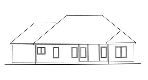 One-Story Traditional Rear Elevation of Plan 44094