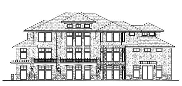 European Florida Mediterranean Southwest Rear Elevation of Plan 44095