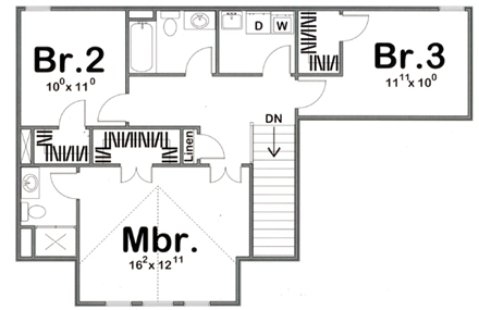 House Plan 44101 Second Level Plan