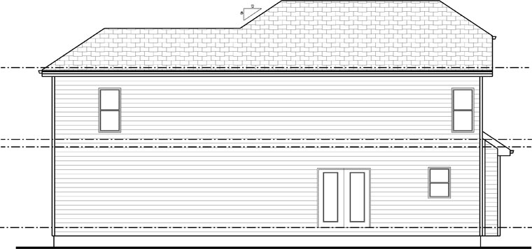 Bungalow Craftsman Rear Elevation of Plan 44103
