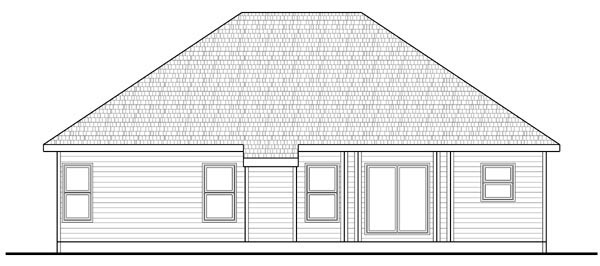 Traditional Rear Elevation of Plan 44112