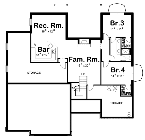 Traditional Lower Level of Plan 44115