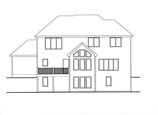 Traditional Rear Elevation of Plan 44116