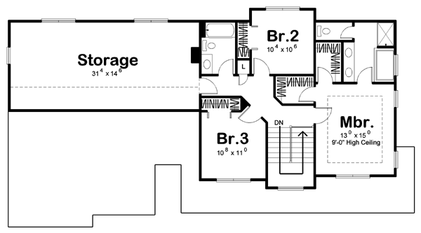 Farmhouse Traditional Level Two of Plan 44117