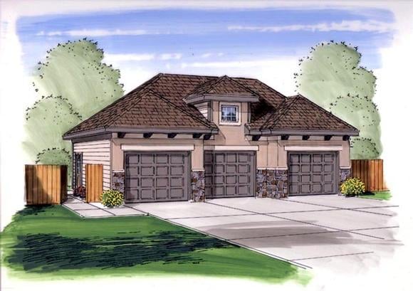 Garage Plan 44148 - 3 Car Garage Elevation