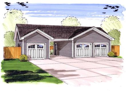 Garage Plan 44156 - 4 Car Garage Elevation